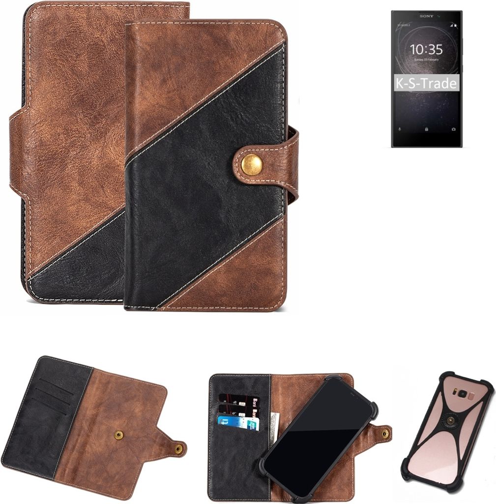 K-S-Trade Handy Hülle Schutz Hülle Schutzhülle Bookstyle Case kompatibel mit Sony Xperia L2 Handy Cover Hülle Schutztasche 1x