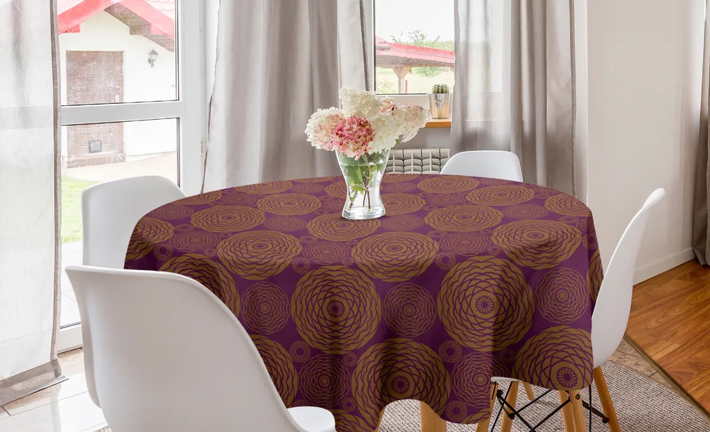 Tovaglia Rotonda Lavabile ABAKUHAUS 150 cm Boho Viola Caramello