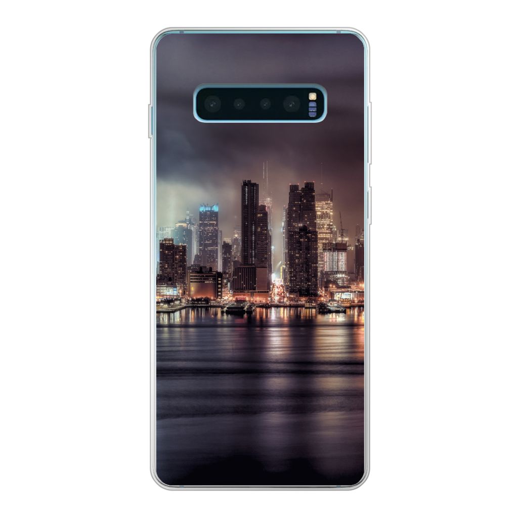 MuchoWow Handyhülle Schutzhülle Hülle für Samsung Galaxy S10 Lite New York - Sturm - Skyline Silikon Softcase Handy Hülle - Schutz