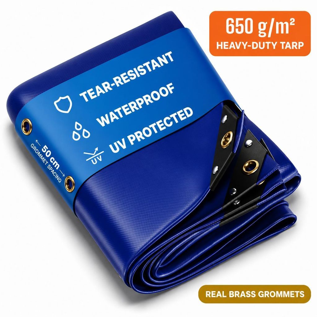 NEMAXX® Bâche de protection 650 g/m² 4x7 m (28 m²) Bleu – Image du produit 