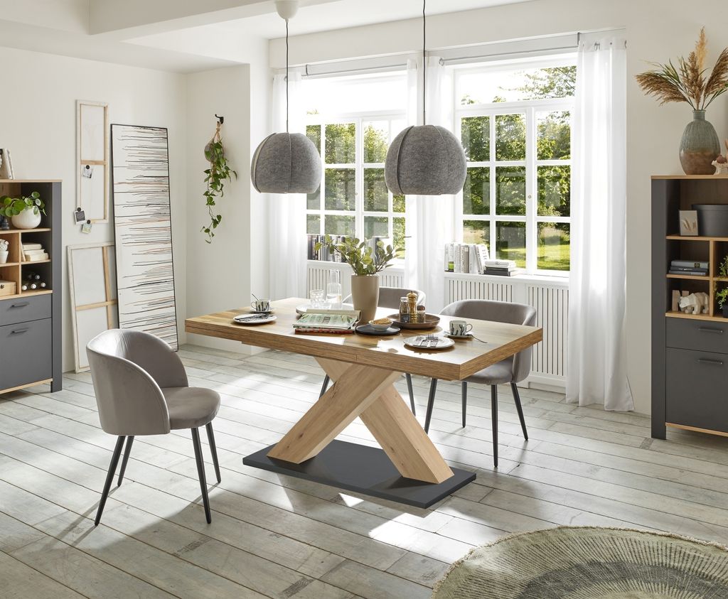 Kulissentisch >Komfort 2< in plankeneiche / asteiche - 180x76x90cm (BxHxT)