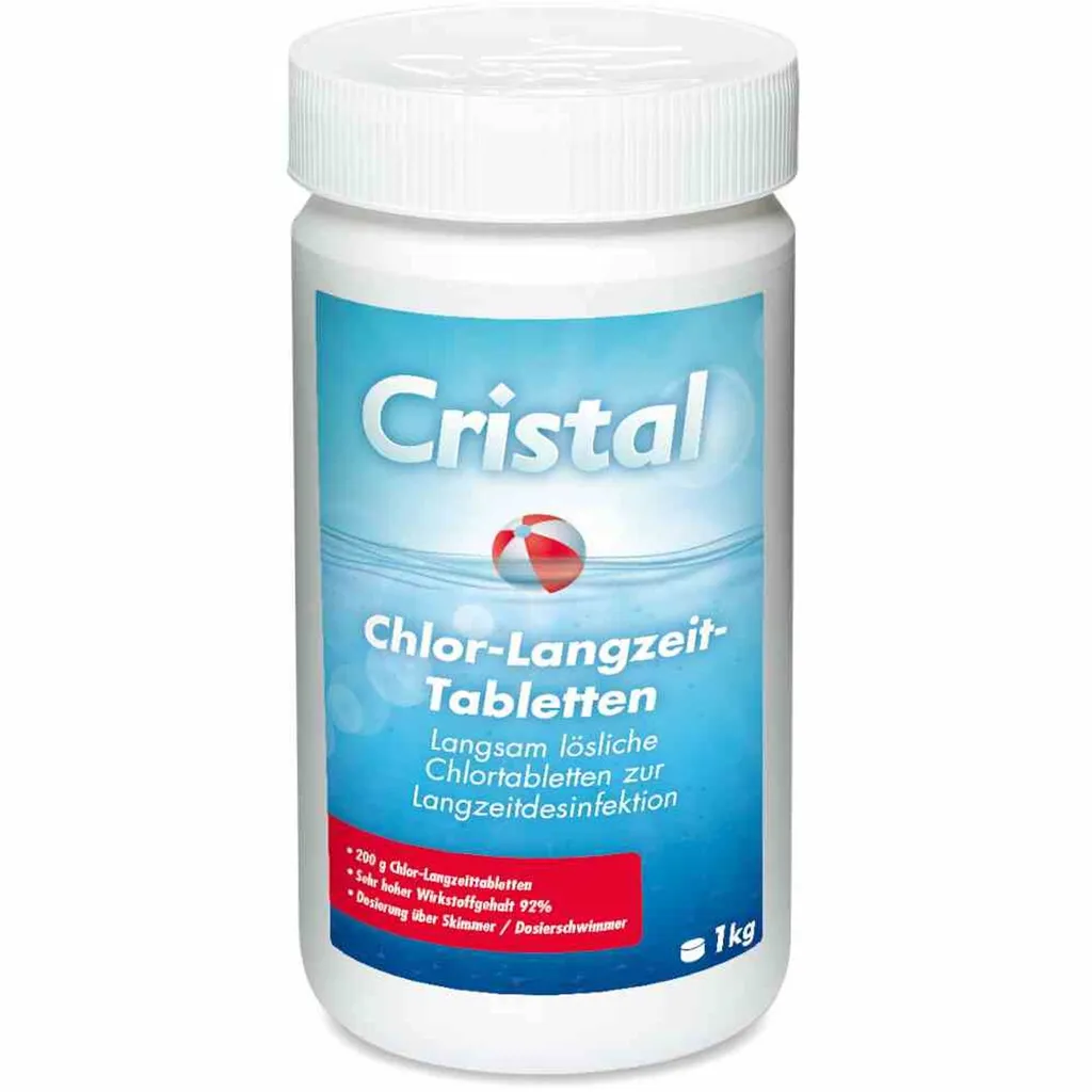 Cristal Cloro Pastiglie 200g Secchio 1kg - Trattamento Lunga Durata Piscina