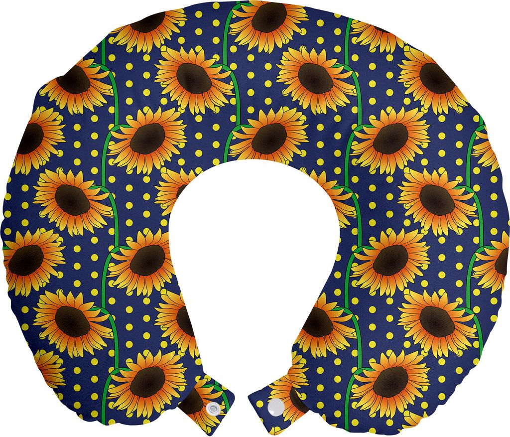 ABAKUHAUS Orange Blue Reisekissen Nackenkissen, Sonnenblumen-Tupfen, Schaumstoff Reiseartikel für Flugzeug und Auto, 30x30 cm, Mehrfarbig