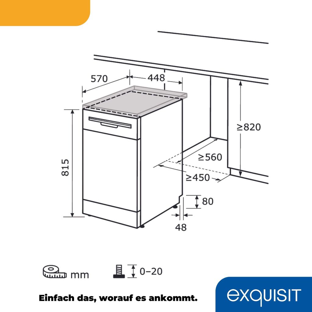 Exquisit Geschirrspüler, 9 Maßgedecke, Spülmaschine 45 cm, Produktbild 5