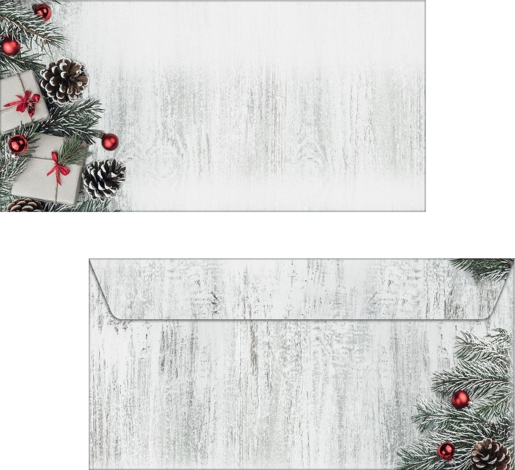 Weihnachtsumschlag DIN lang 90g 50 Stück Scandinavian Christmas Packung mit 4 Stück