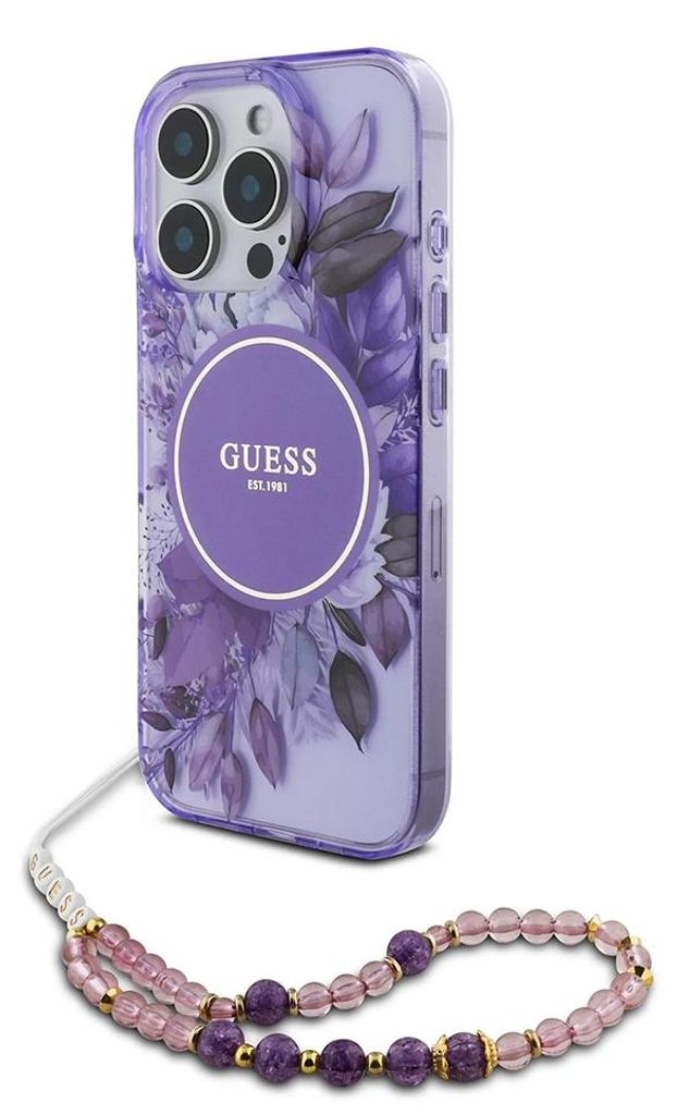 GUESS Handyhülle per iPhone 16 Pro Max, Guess IML Flowers Immagine del prodotto 