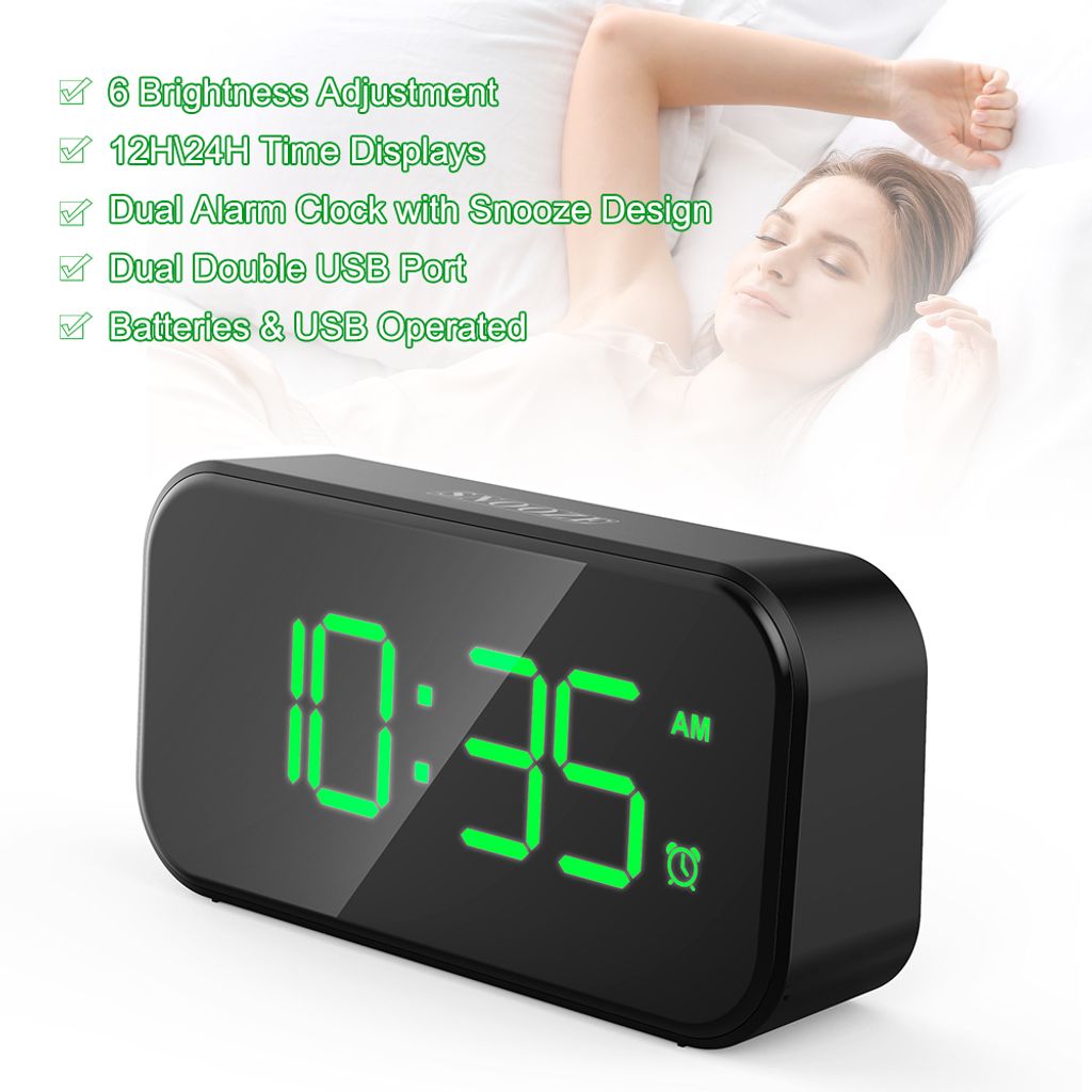 LED Wecker Digital Alarmwecker Uhr Beleuchtet Schlummerfunktion Alarm USB 