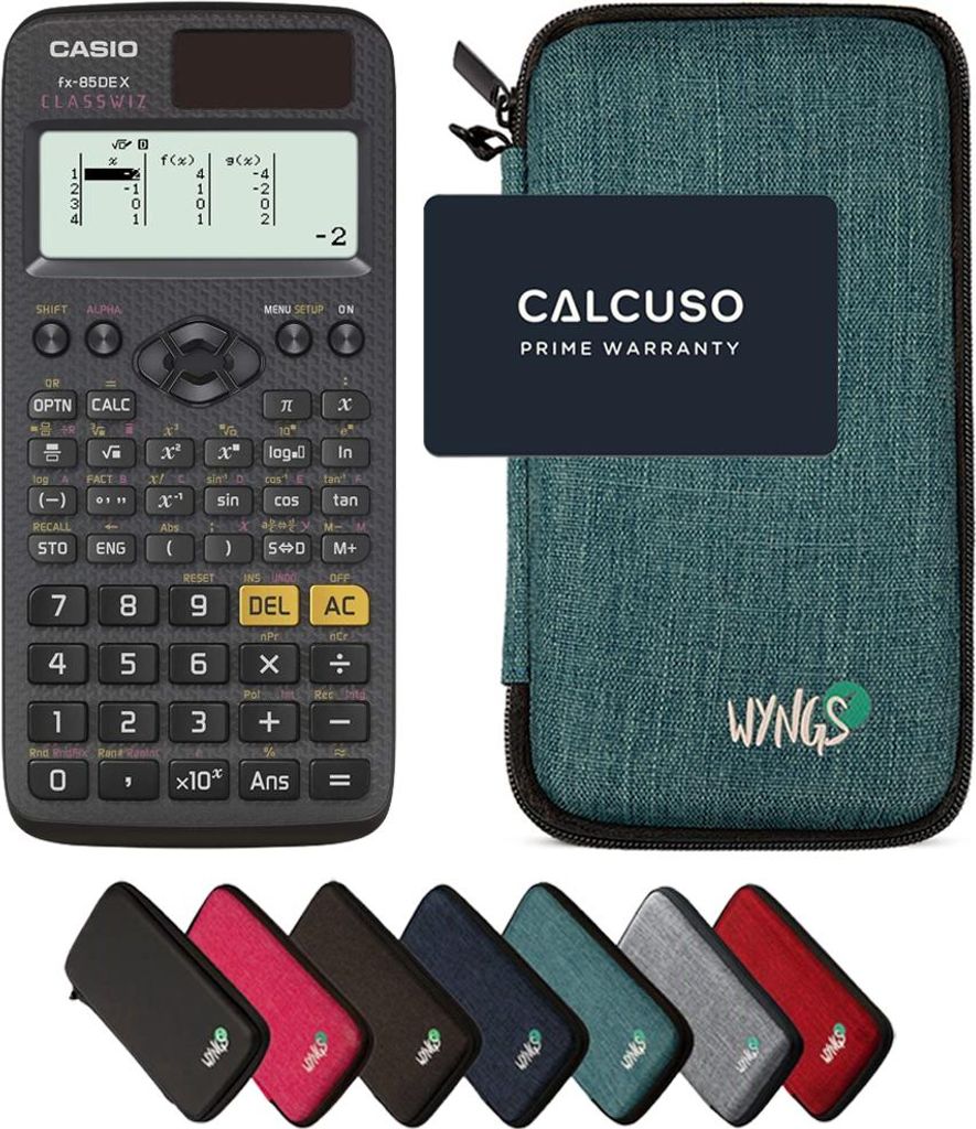 Casio fx-85DE X ClassWiz inkl. WYNGS Schutztasche Türkis - Wissenschaftlicher Taschenrechner - Basic Set