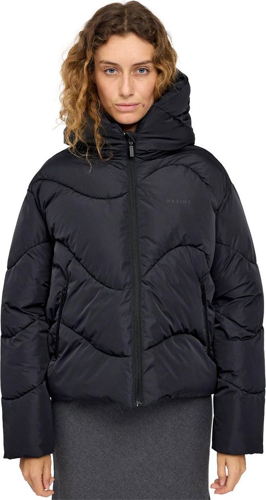 Mazine Damen Winterjacke Waves Quilt Short Puffer Jacket, Größe:S, Farben:black