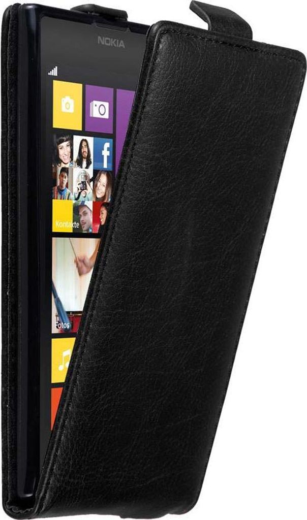 Cadorabo Hülle für Nokia Lumia 1020 Schutz Hülle in Schwarz Flip Etui Handyhülle Case Cover