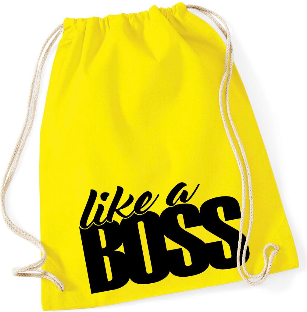 Huuraa Turnbeutel like a Boss Spruch 12 Liter Yellow Produktbild 