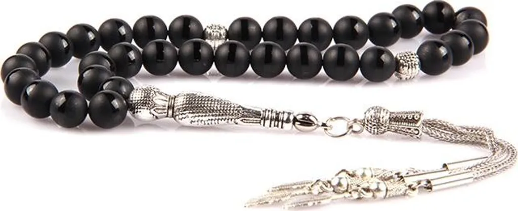Tasbih de méditation en onyx mat : chapelet de prière 33 perles de 8 mm