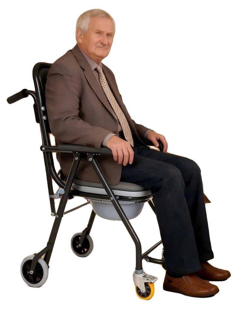 Duschkommode Rollstuhl, Tragfähigkeit 150kg, Sitzhöhe 50cm, Gesamtabmessungen 62*58*102cm, Kissenmaß 53*47cm, Kissenticke 40mm
