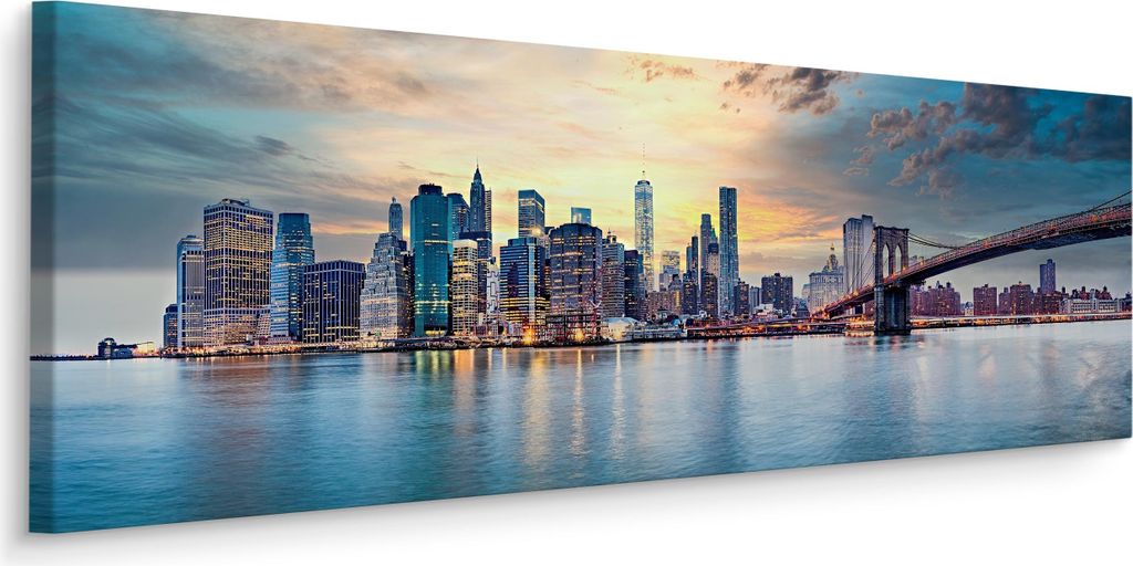 Panoramabild Canvas New York Stadtarchitektur Wolkenkratzer 3D Effekt Br. 145 cm x Hö. 45 cm