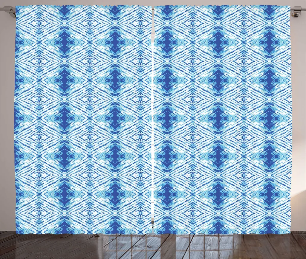 ABAKUHAUS Rideau psychédélique bleu clair et bleu roi 280 x 225 cm