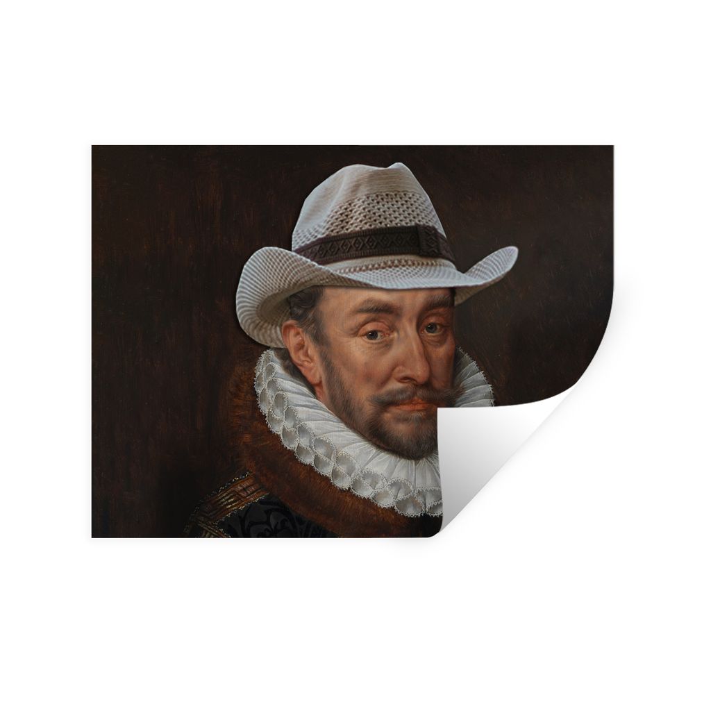 MuchoWow Wandtattoo Wandsticker Wandaufkleber Wilhelm von Oranien - Adriaen Thomasz - Cowboy 40x30 cm Selbstklebend und Repositionierbar - Falten...