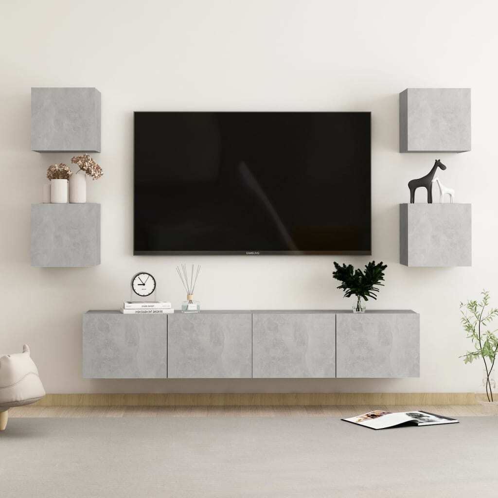 Maison Exclusive - 6-tlg. TV-Schrank-Set Betongrau Holzwerkstoff