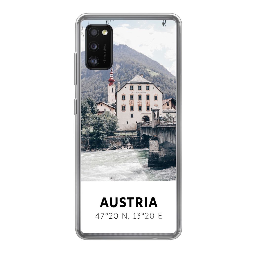 MuchoWow Handyhülle Schutzhülle Hülle für Samsung Galaxy A41 Österreich - Wasser - Alpen Silikon Softcase Handy Hülle - Mobiltelefon