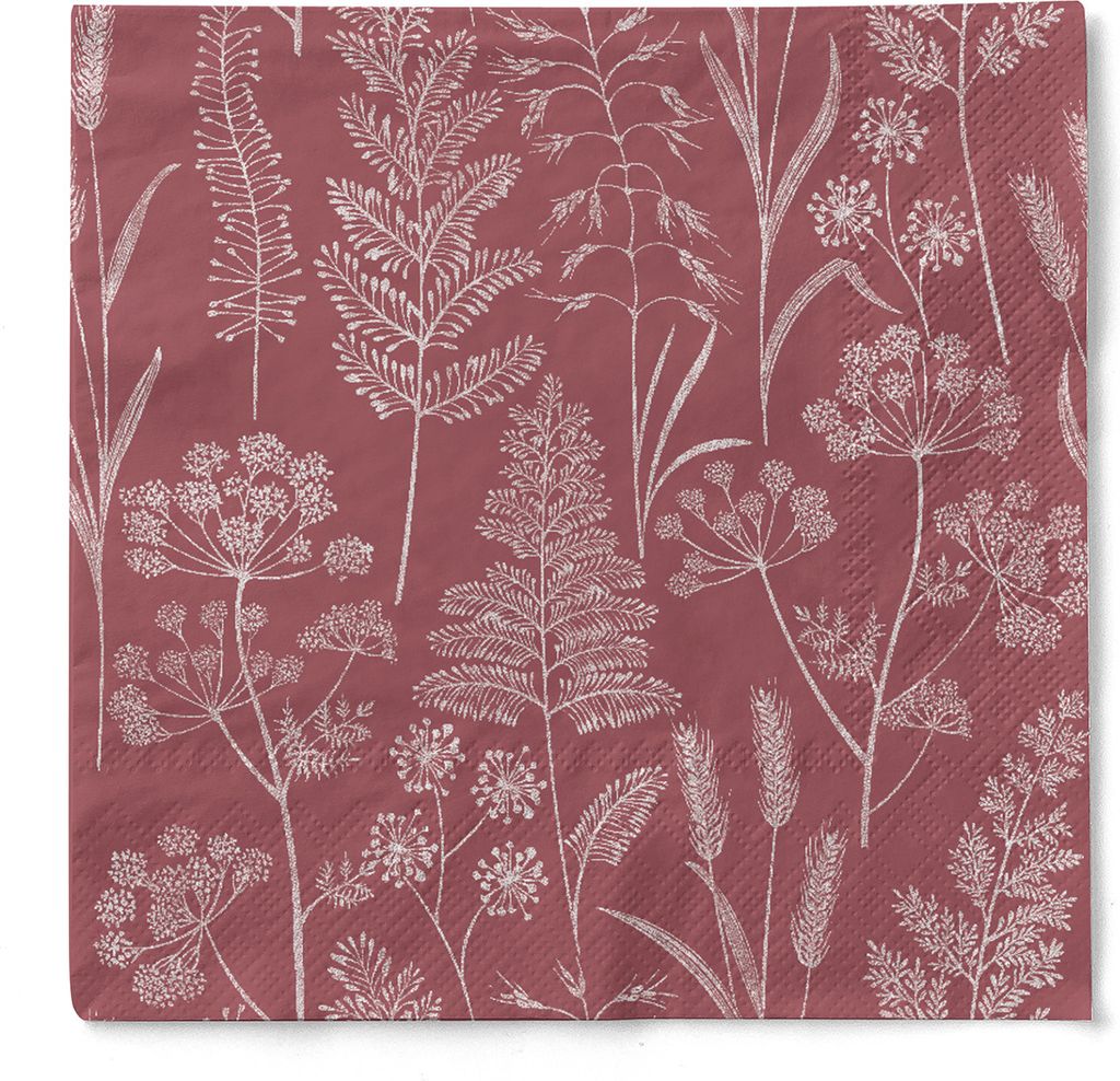 Tissue Serviette Benjamin in Bordeaux, 33 x 33 cm, 3-lagig, 100 Stück - Herbst Blätter Laub