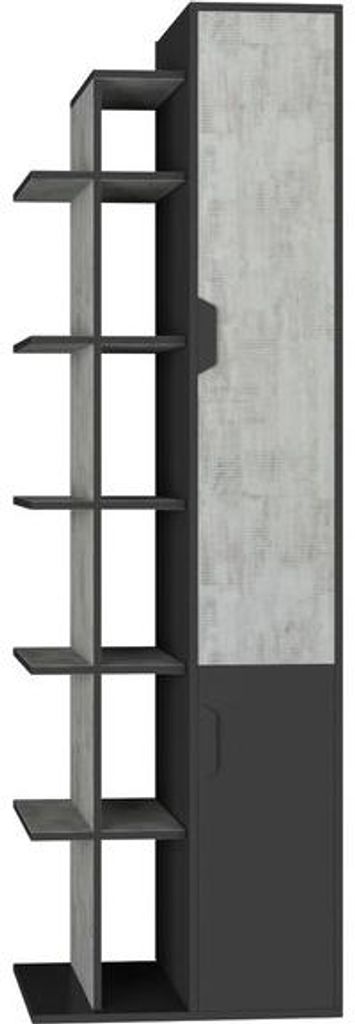 Masseno Buchregal CORTINA für Wohnzimmer Büro oder Lesezimmer 60x40x195 cm, Graphitfarben