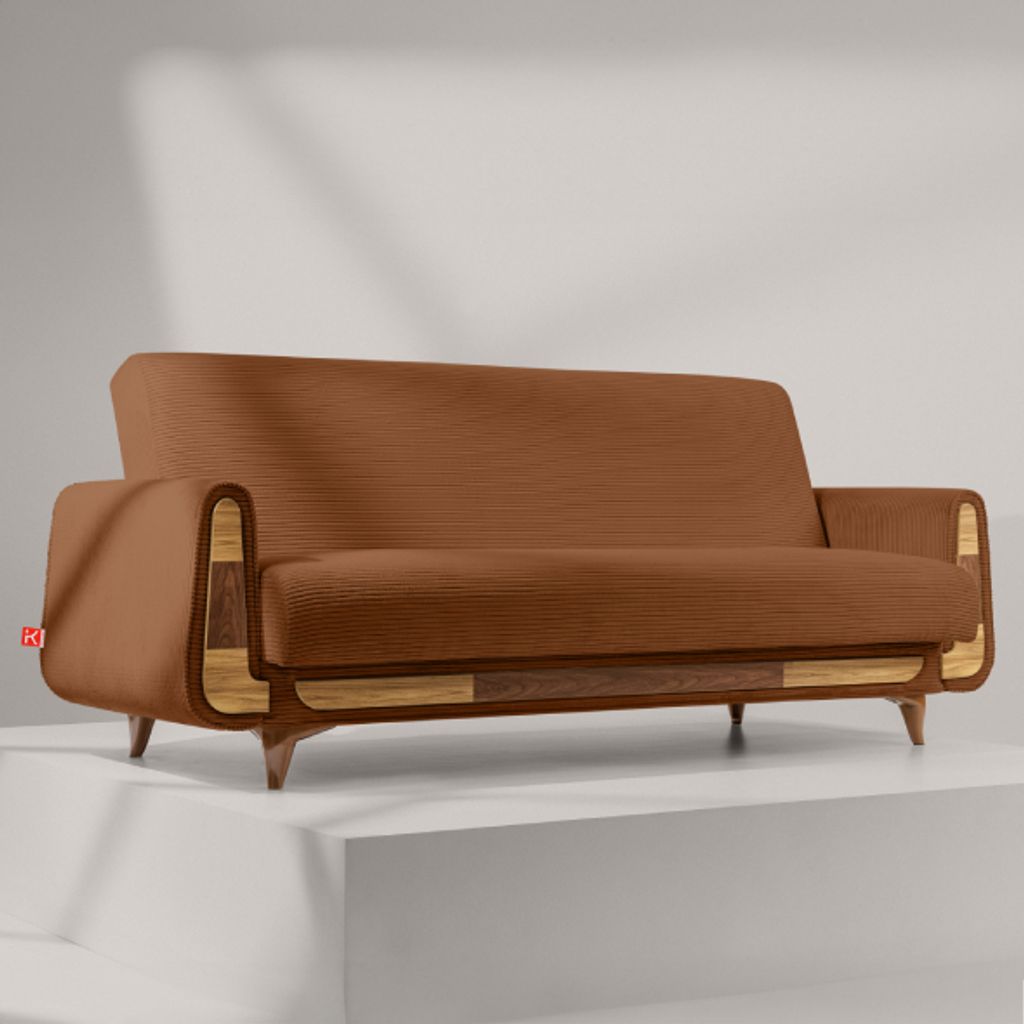 KONSIMO Schlafsofas mit Armlehnen "GUSTAVO II", Orange, Kordstoff, Modern, 230x98x98cm