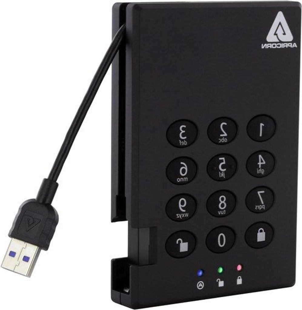 Portabeles 500 GB Datensicherheits-Modell mit Hardware-Verschlüsselung und schwarzer Farbe