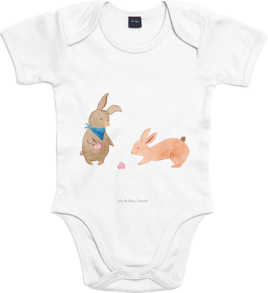 Mr. & Mrs. Panda Organic Babybody Hasen Muschel 1. - 3. Monat - Heather Grey - Geschenk, Strand, Urlaub, Best Friends, Babystrampler, Meer, Beste F...