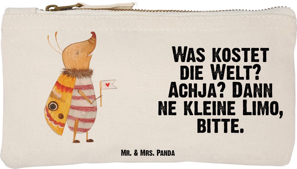 Mr. & Mrs. Panda Kosmetiktasche Nachtfalter Fähnchen Größe S Klein - Weiß - Geschenk, kosmetiktäschchen, Spruch Lustig, Süß, pencil case, K...