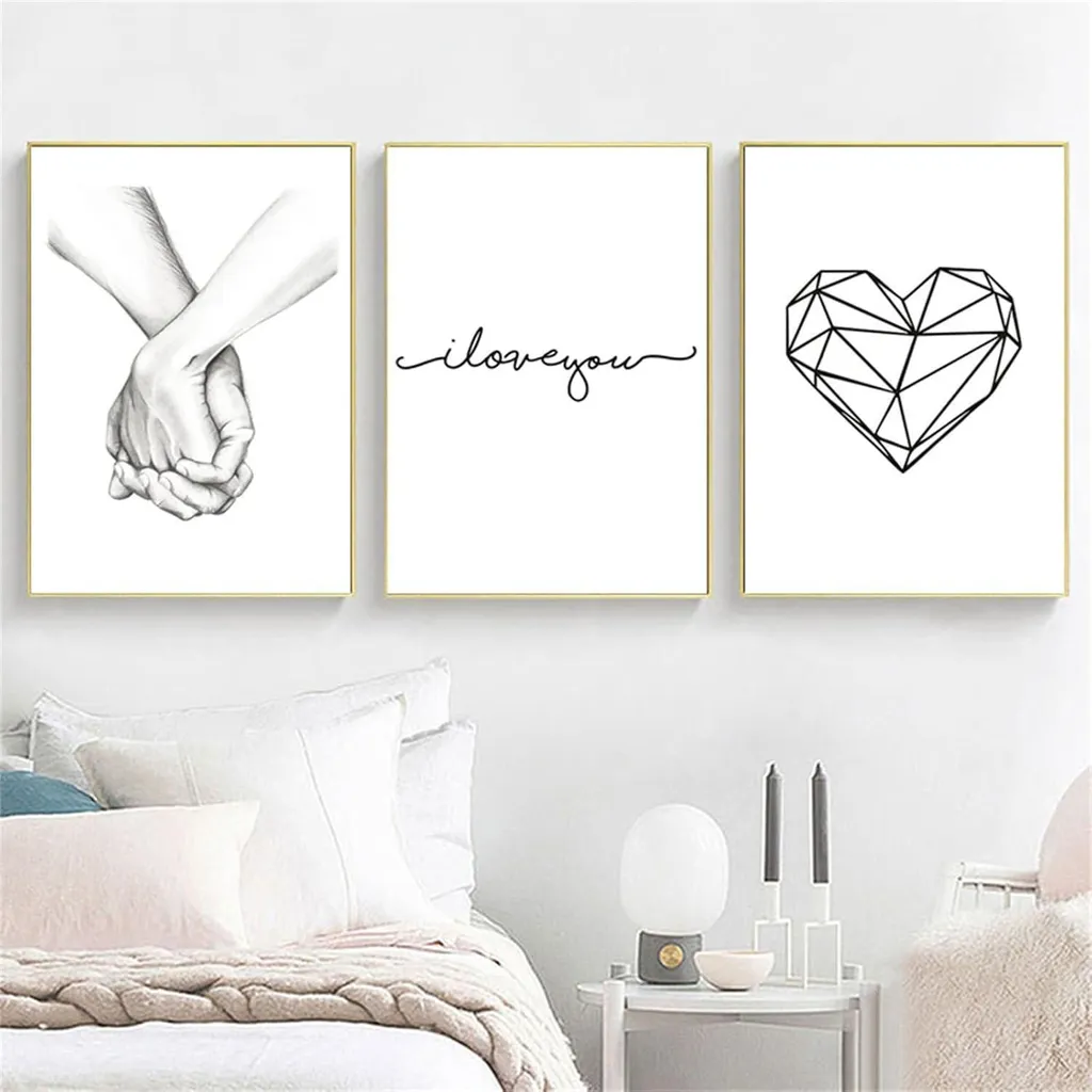 Décoration Murale Amour Noir et Blanc pour Chambre et Salon Set de Posters