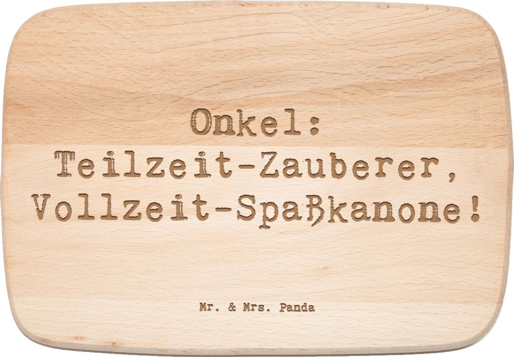 Mr. & Mrs. Panda Holzschneidebrett Spruch Spaßiger Onkel - Transparent - Geschenk, Frühstücksbrettchen, Familienmitglieder, Familie, schneidebre...