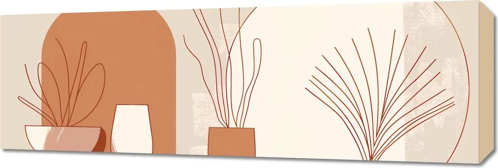 Quadro Moderno Botanico 90x30 - Stampa su Tela Piante Panoramiche