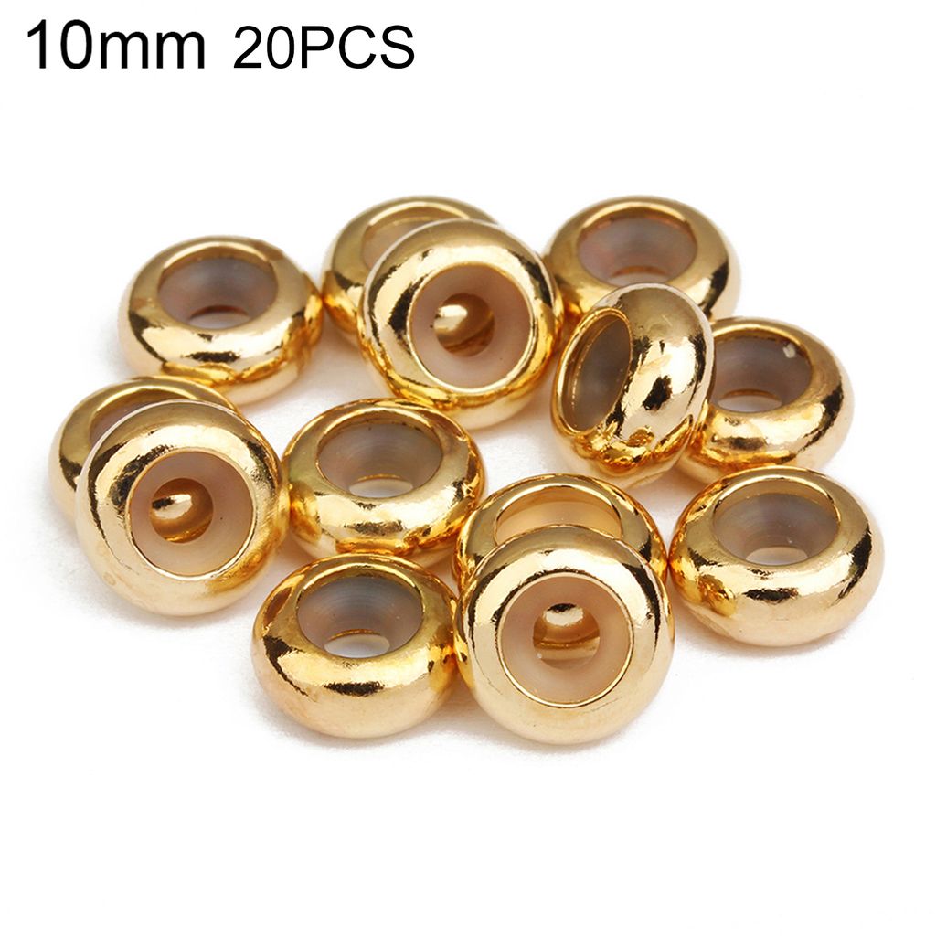 20 Stück Loch Spacer Crimp End Perlen DIY Armbänder Halskette Schmuck Zubehör-Gold,10mm