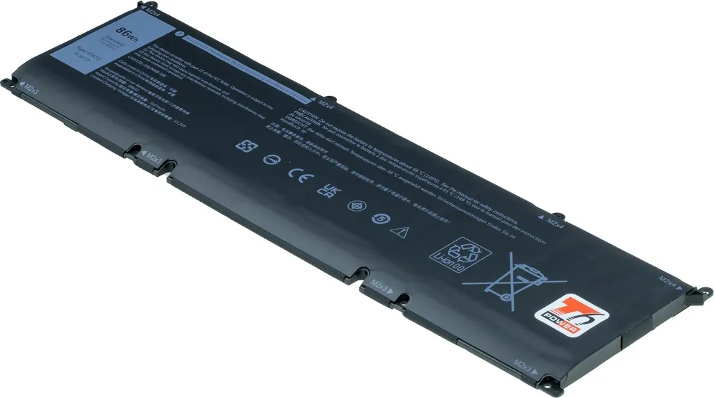Batteria T6 Power per laptop Dell, numero di parte M59JH, Li-Poly, 11,4 V, 7200 mAh (86 Wh), nero