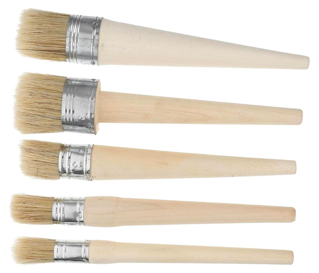 5 Stück Wachspinsel für Möbel, Schrankpinsel, Kreidemalpinsel, Wachs-Dekor, Schablonen-Zubehör, Handwerk, Malerei, Möbel, Flach, Dekorativ, He...