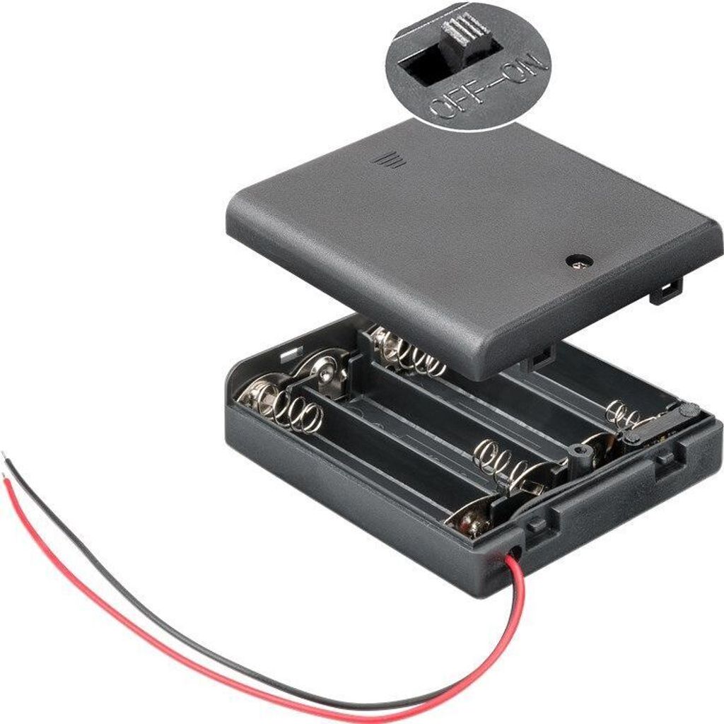 4x AA (Mignon) Batteriehalter lose Kabelenden, schaltbar, Produktbild 