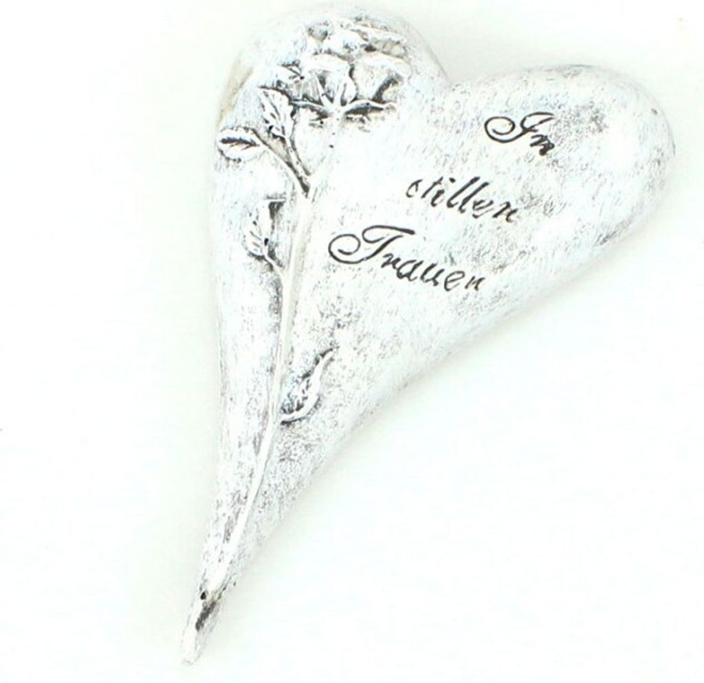 Trauerherz Gedenkherz Grabherz steingrau ca.10x6,5x1,5cm Grabschmuck Grabstein