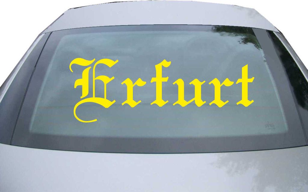 Indigos UG - Aufkleber Heckscheibe & Motorklappe DE6497 - gelb - 600x210 mm - Stadt Ert - Auto Scheiben Fenster Heckklappe Tuning Racing JDM - Die cut