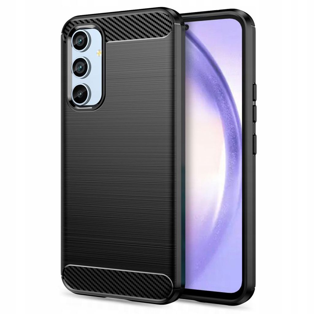 Techsuit Carbon Silicone Back Cover Hülle für Samsung Galaxy A54 - Schwarz