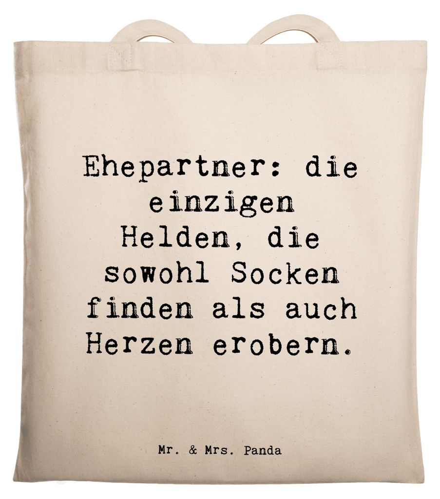 Mr. & Mrs. Panda Shopping Tasche Spruch Ehepartner Helden - Transparent - Geschenk, Alltagshelden, Familienleben, Stoffbeutel, Einkaufstasche, Jubi...