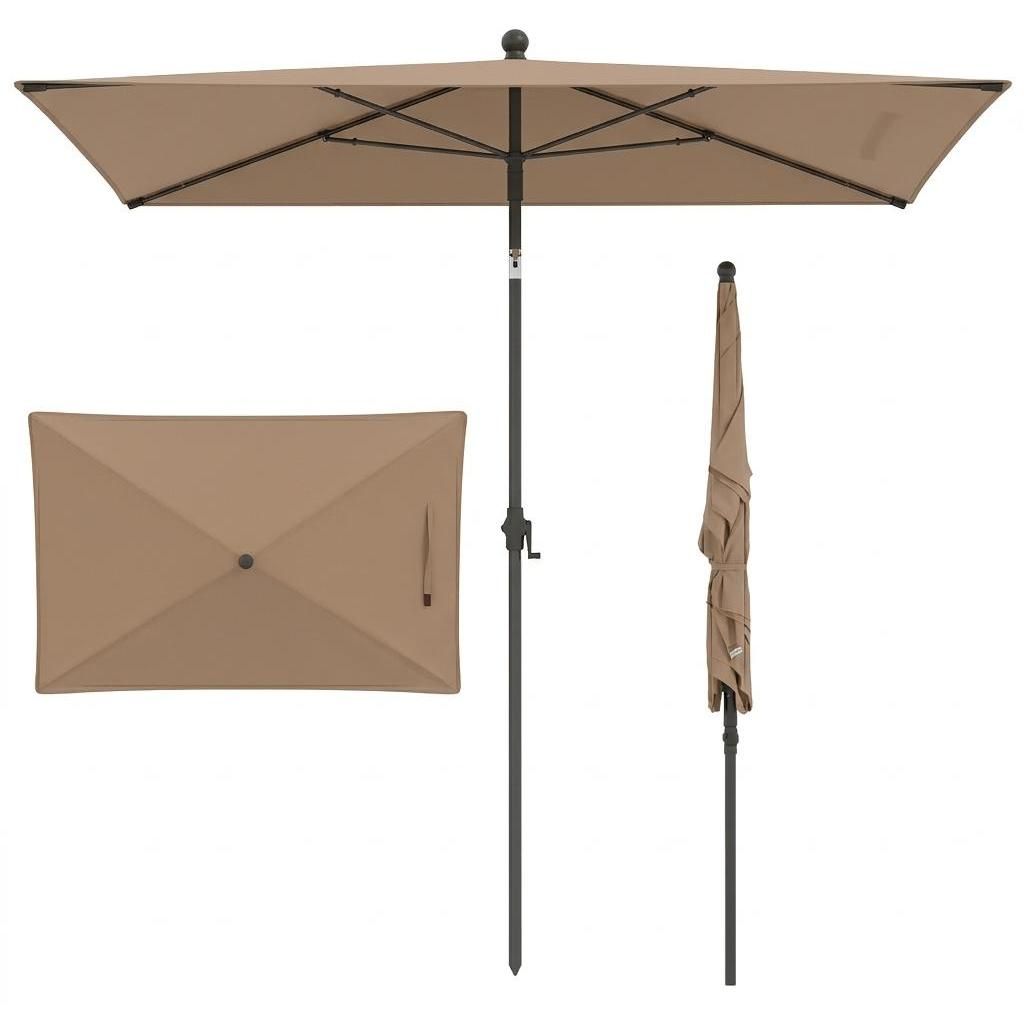 KOMFOTTEU Sonnenschirm rechteckig 213 x 140 x 245 cm, Gartenschirm um 30° neigbar, Balkonschirm mit Tragetasche & Sonnenschutz, Terrassenschirm f...