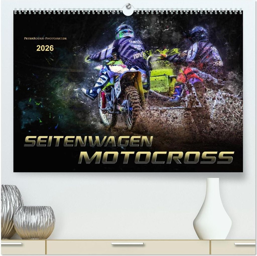 Seitenwagen Motocross (hochwertiger Premium Wandkalender 2026 DIN A2 quer), Kunstdruck in Hochglanz