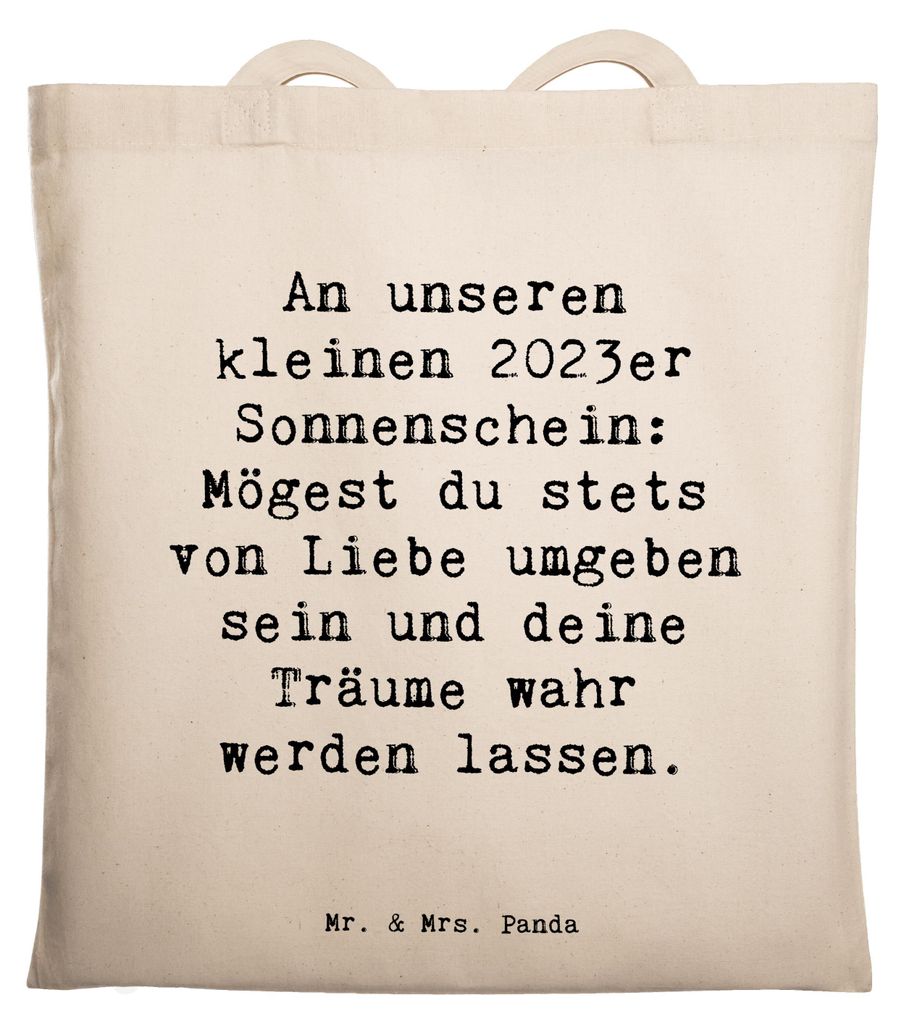 Mr. & Mrs. Panda Tote Bag Spruch 2023 Geburtstagstraum - Transparent - Geschenk, Laptoptasche, Tragetasche, Geboren am, Geburtstagssprüche, Alter,...