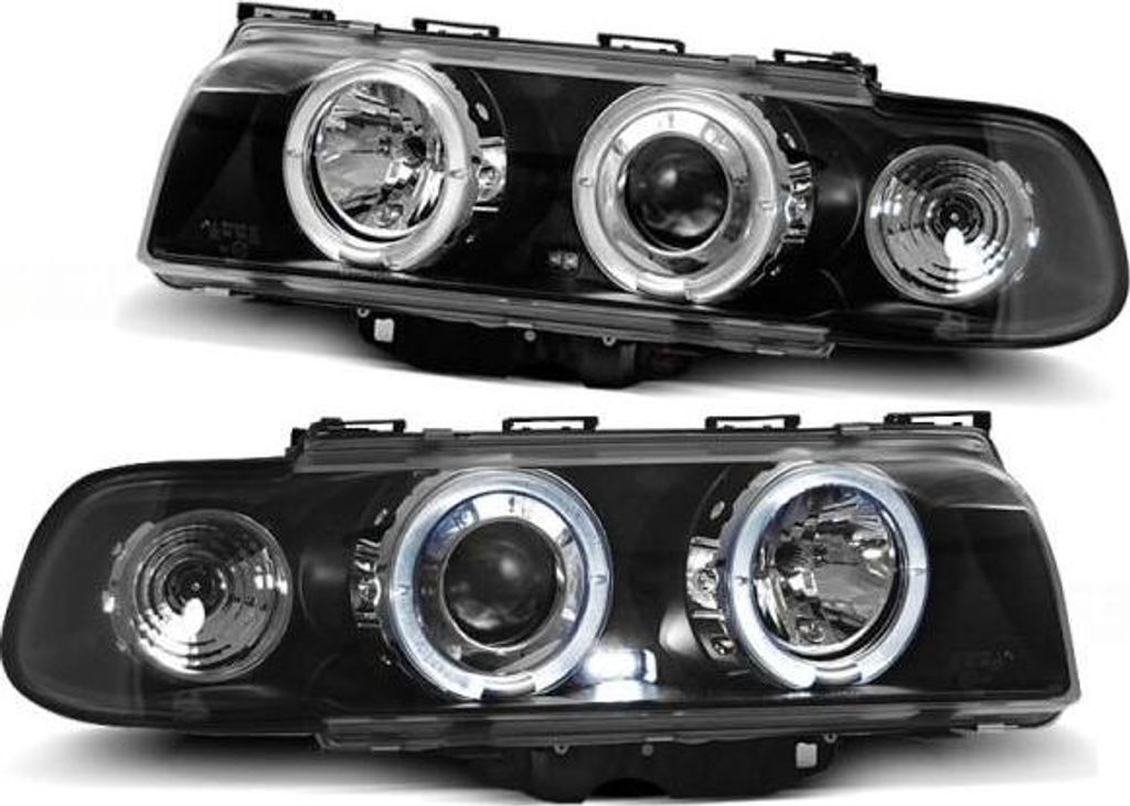 LED Angel Eyes Scheinwerfer passend für BMW 7er E38 94-98 schwarz