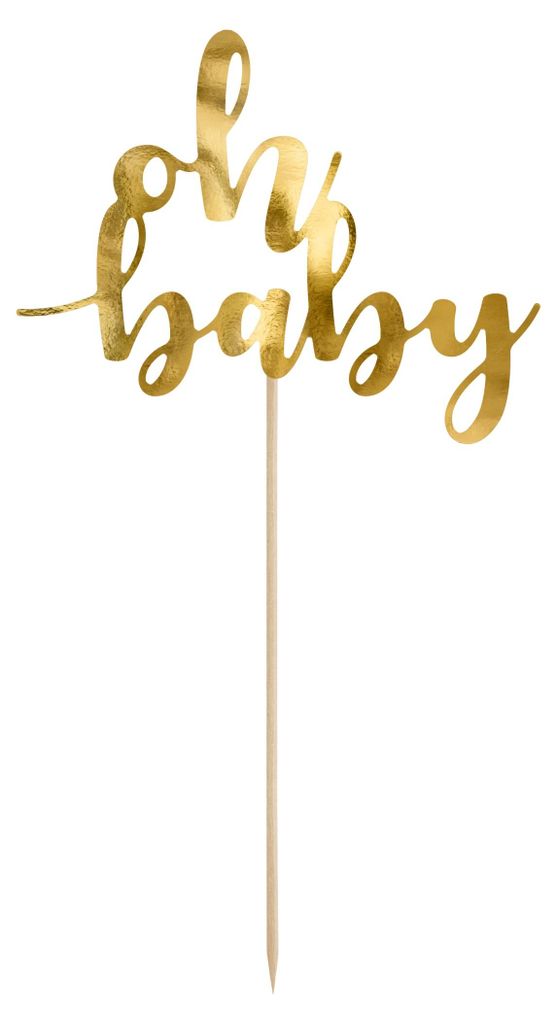 Cake topper Oh Baby / Nascita 25 cm oro Immagine del prodotto 