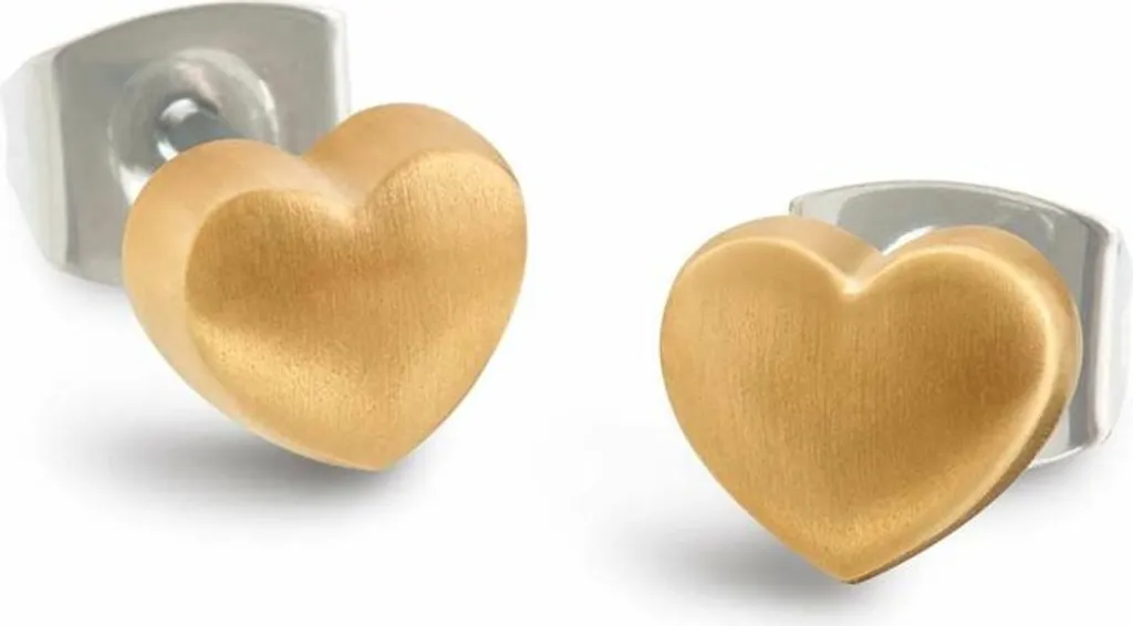 Boucles d'oreilles cœur dorées en titane pour un usage quotidien
