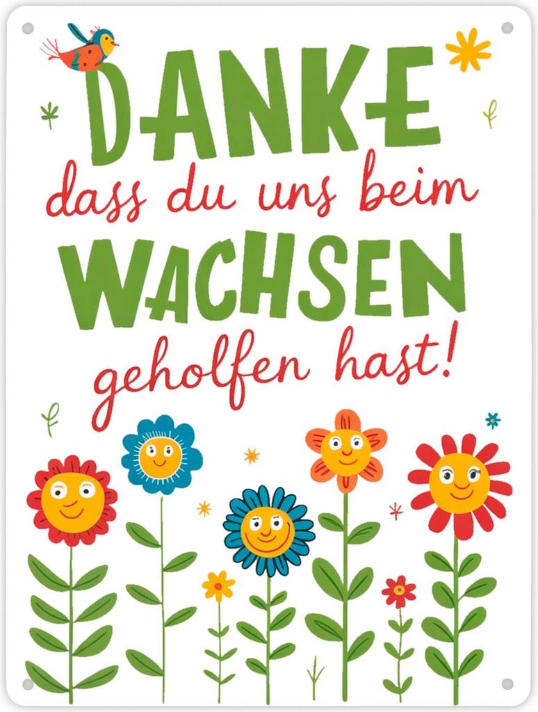 Danke dass du uns beim Wachsen geholfen hast! Metallschild XL in 21x28 cm für