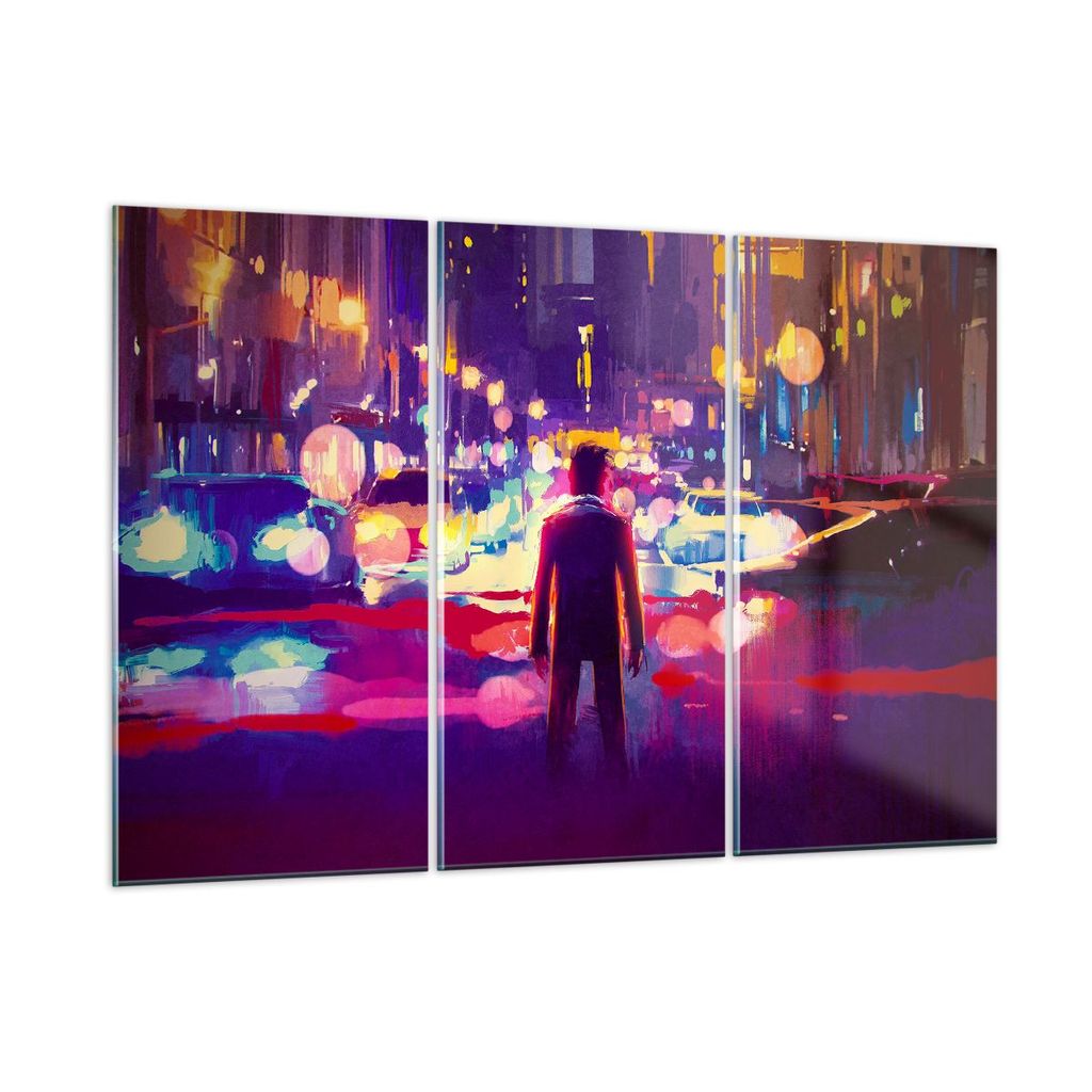 Bilder auf glas - futuristisch Grafik Stadt Beleuchtung - 165x110cm - Glasbilder - Wandbilder - Kunstdruck - Wanddekoration aus Glas - Glas Bilder ...