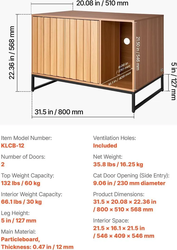 Cache litière chat anti-odeur et griffoir pour maison propre 80 cm - 7