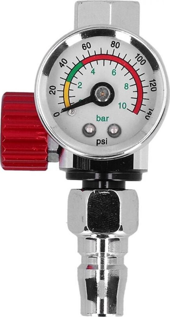 G1/4-Zoll-Gewinde-Luftdruckregler für Farbspritzpistolen, Edelstahl-Lufteinstellventil mit Manometer für Druckluftwerkzeuge