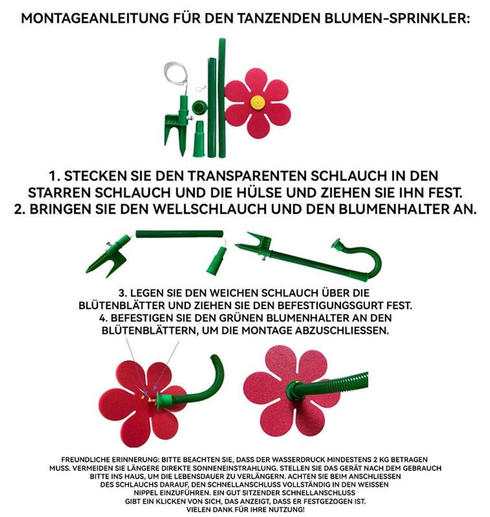 4x BIG Wasserblume „Flower-Shower“ – Bunter Gartensprinkler Für Sommer-Spaß, 38 Cm